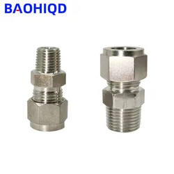 Stainless Steel Double Ferrule Compression Connector 6mm 8mm 10mmm 12mm Tube To 1/8