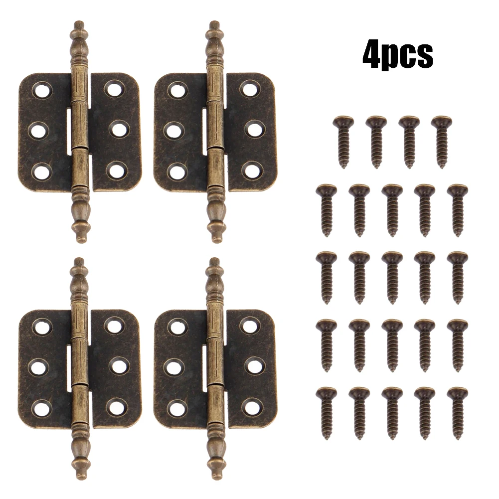 Crown Designed Brass Finish Hinge Set Includes All Necessary Screws to Securely Attach to Your Projects Easily