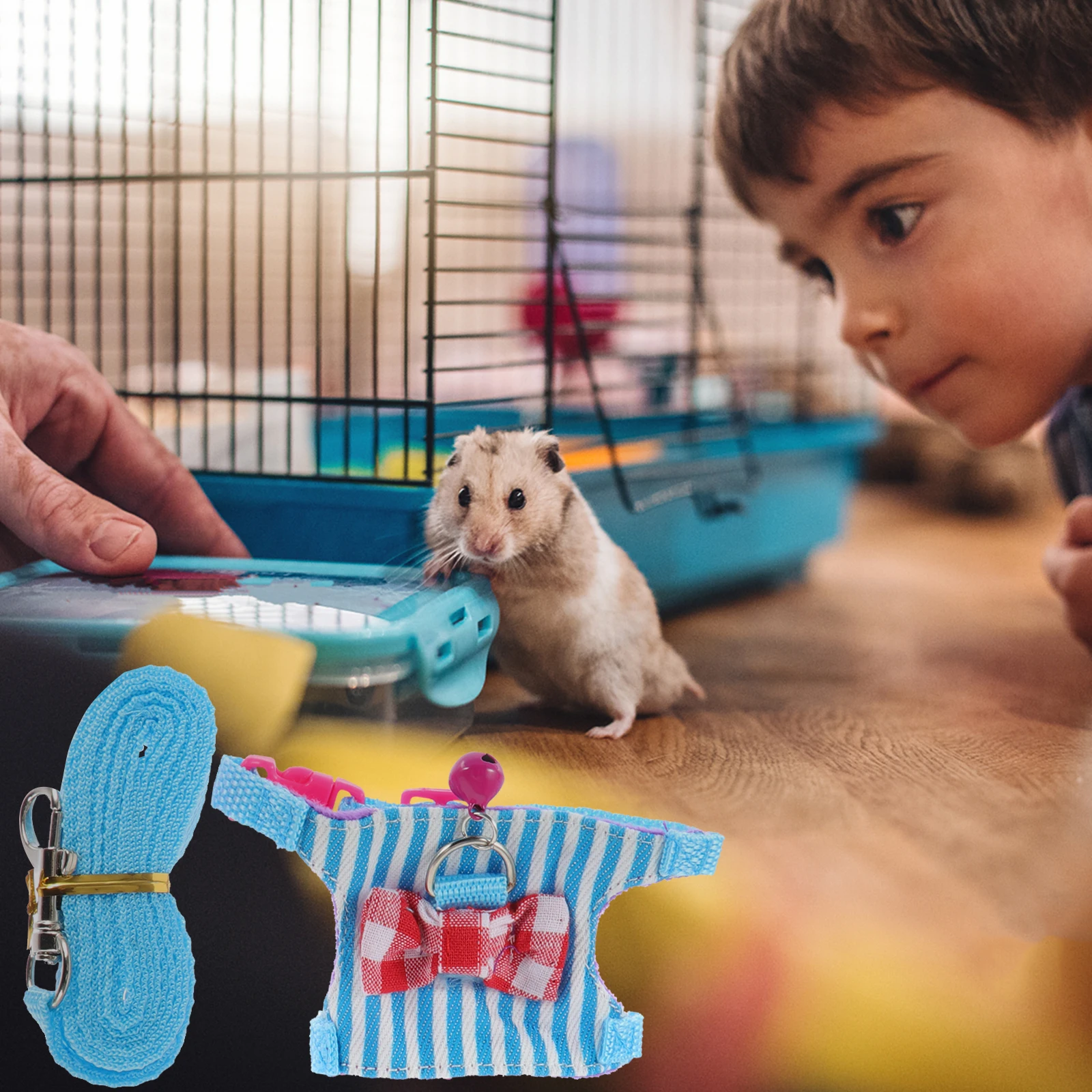 

2 set Stylish Hamster Harnesses Durable Pet Chest Strap Portable Leash Decorative Hamster Accessory