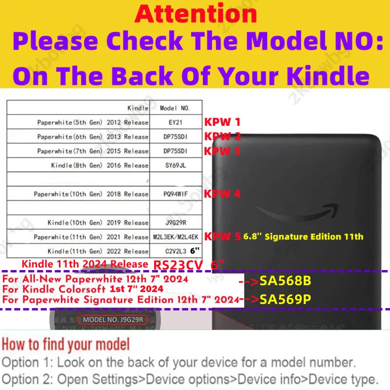 حافظة لهاتف Kindle Basic 2024 2022 2021 Paperwhite Colorsoft 5/6/7th 8th 10th 11th 12th Generation Ebook غطاء ذكي مغناطيسي