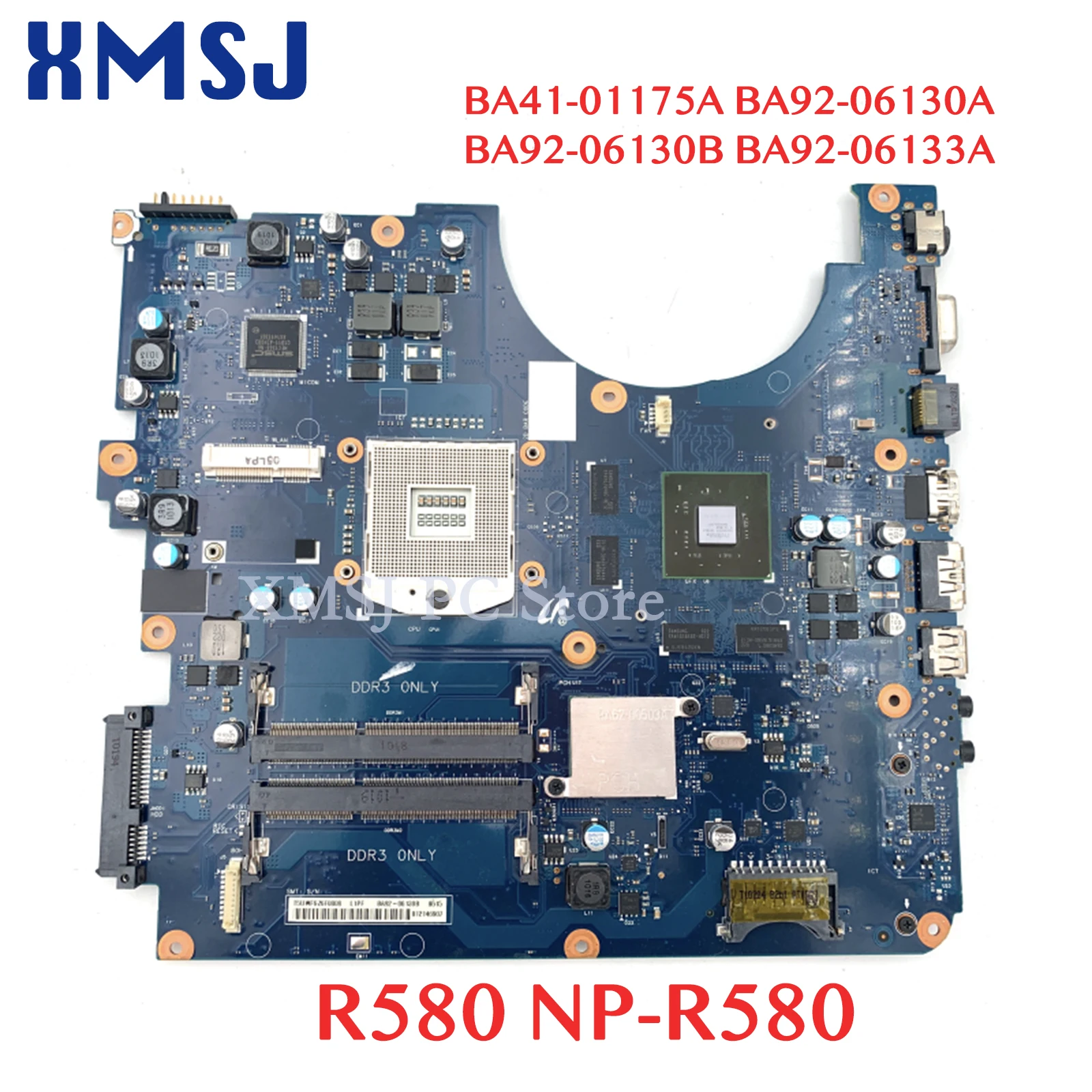 XMSJ For Samsung R580 NP-R580 BA41-01175A BA92-06130A BA92-06130B BA92-06133A Laptop Motherboard HM55 GT330M Free I3 CPU