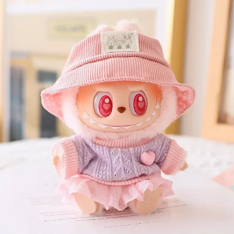 ミニドール服衣装アクセサリー 15-17cm ロパ・ラブブ＆10cm コットン人形用 ラブフーディ ピンクヤーンスカート 衣類（人形なし）
