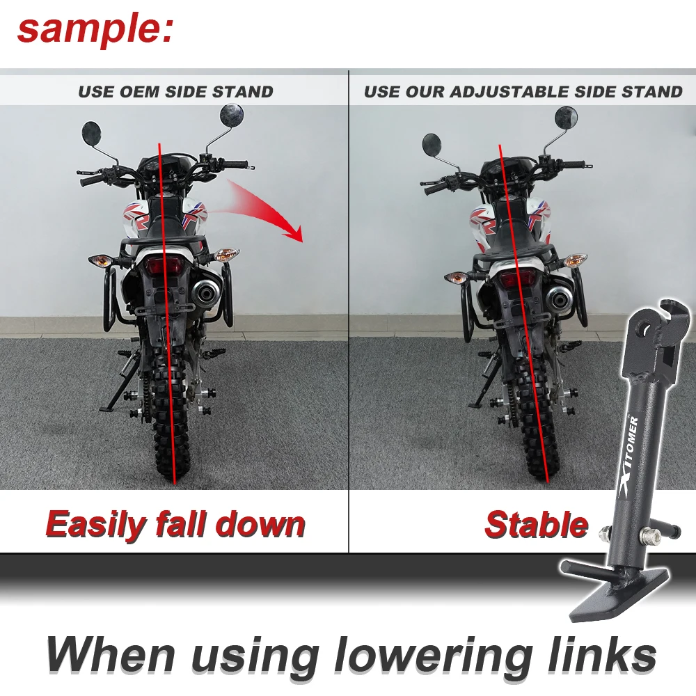 Motorcycle Adjustable Kickstand For Suzuki SV650 / ABS 2017 2018 2019 2020 2021 2022 2023 2024 Side Stand Foot Peg Support Steel