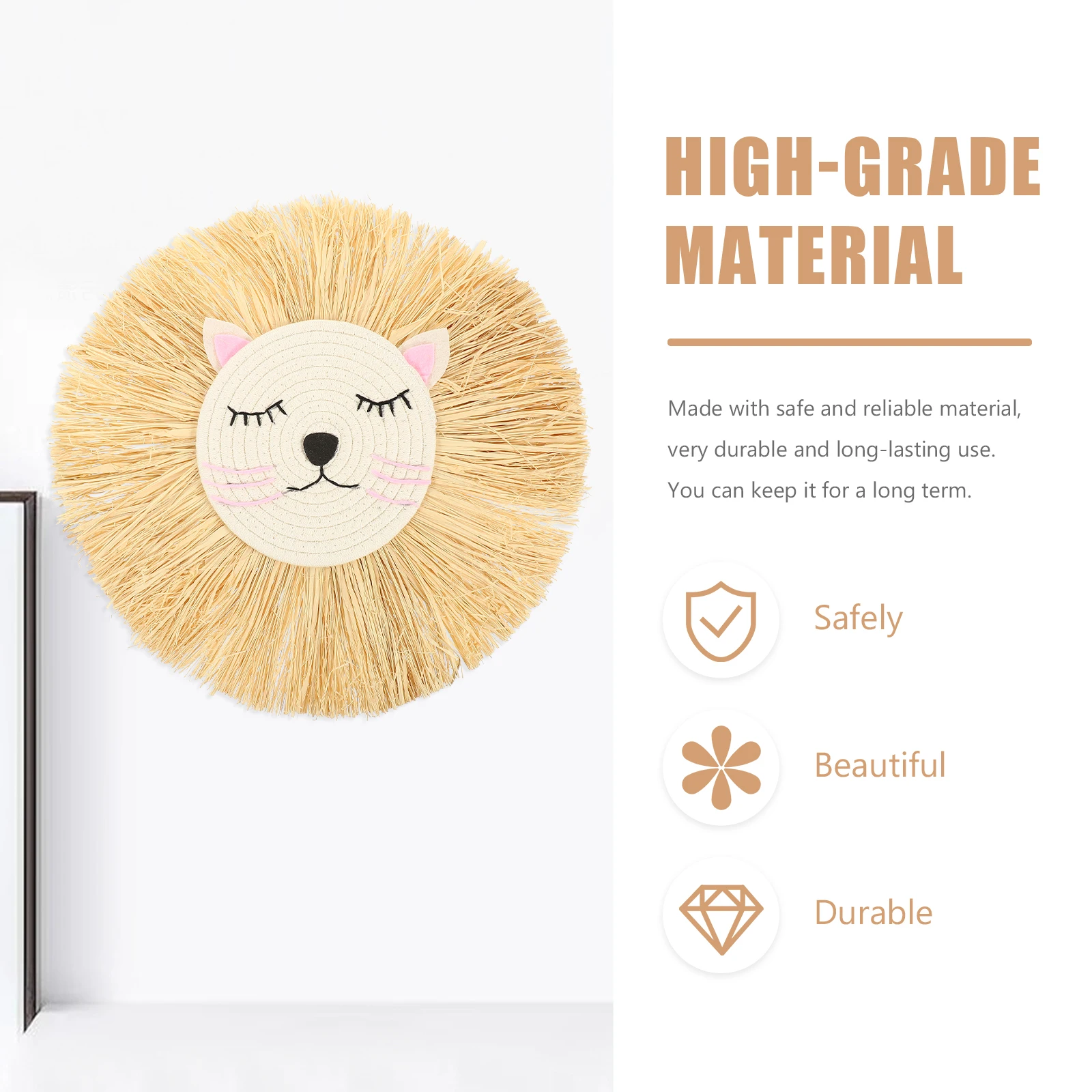 

Woven Lion Rustic Style Wall Art Cotton Macrame Home Decor Bedroom Lion Woven Decoration nament Hanging Decoration