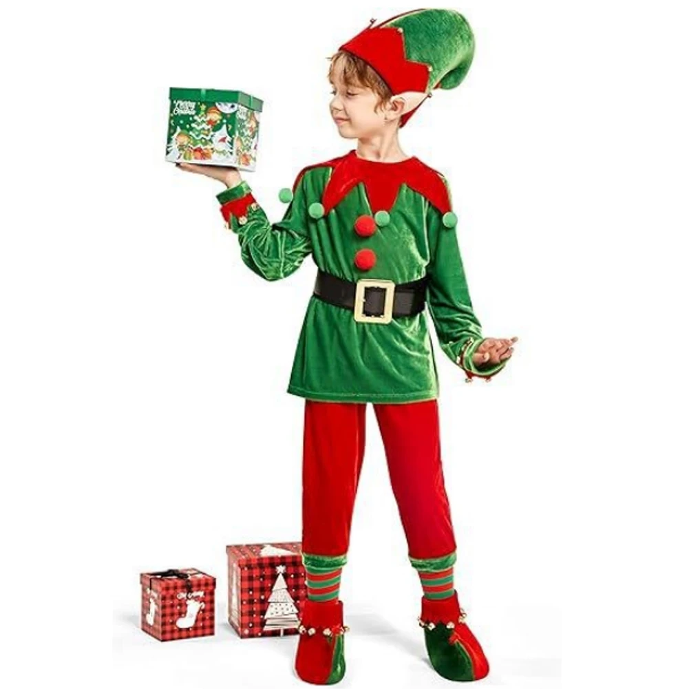 Tenues de cosplay d'elfe mignon pour garçons et filles, déguisement de Noël, vêtements de jeu de rôle pour adolescents, fantaisie, 3-14 ans