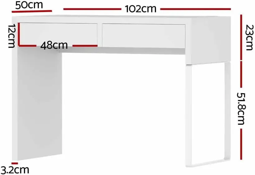 مكتب كمبيوتر بطول 102 سم، مكاتب كمبيوتر محمول بيضاء للمكتب، طاولة دراسة للطلاب، أثاث منزلي للغرفة، مع أدراج واسعة وواسعة