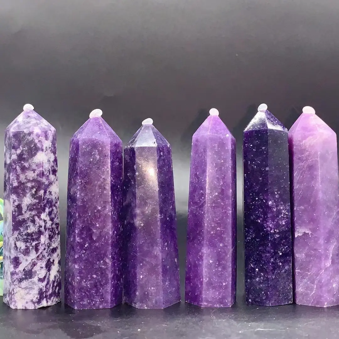 7-9CM Real Gems Natural Ziyun Mother Quartz Crystal Purple Phosphosiderite Healing Points Relaxing Decorative Mineral Rocks Wand