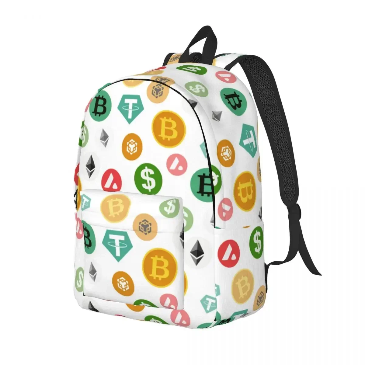 Colored Crypto Money Bitcoin Backpack for Men Women Cool Student Work Daypack Laptop Computer Shoulder Bag Sports