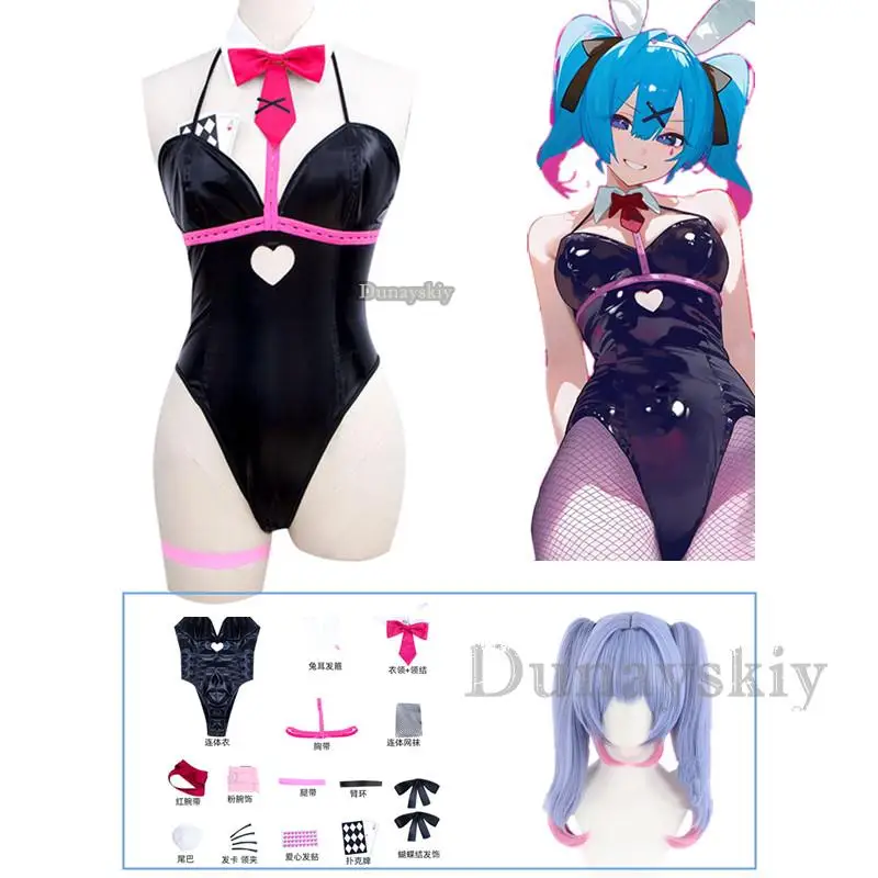 

Black Patent Leather Rabbit Bunny Girl Cosplay Sexy Cute Halloween Cosplay Costume Headdresses Props Set Clothes Bows girl