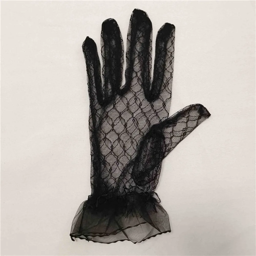 Cosplay Elegant Dinner Dress Autumn Short Banquet Wedding Thin Mittens Bridal Mesh Gloves Lace Gloves