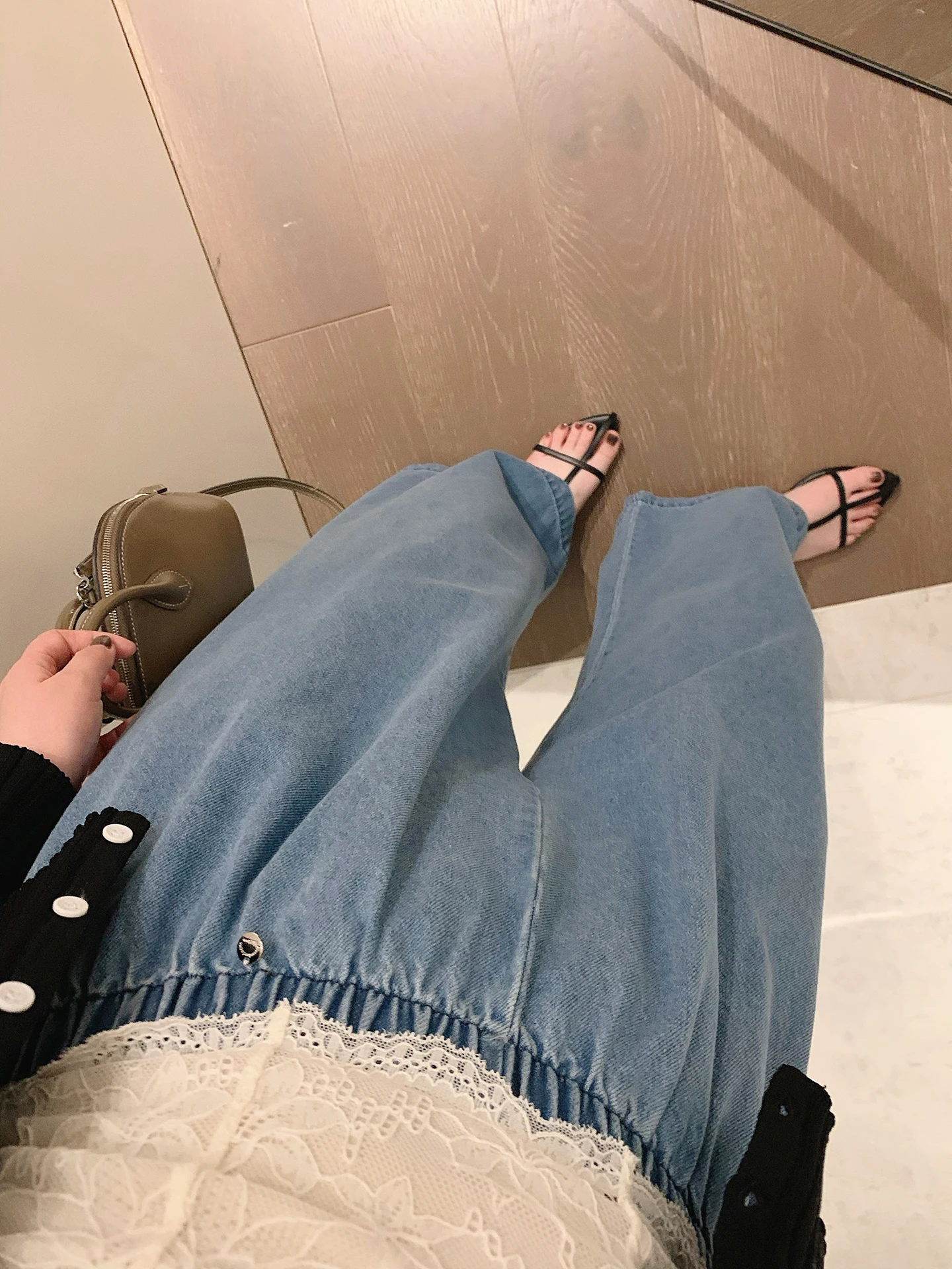 

Misslady Soft Lightweight Denim Wide Leg Pants Women High Waist Loose Drapey Slimming Cigarette Long Pants Versatile Faionable