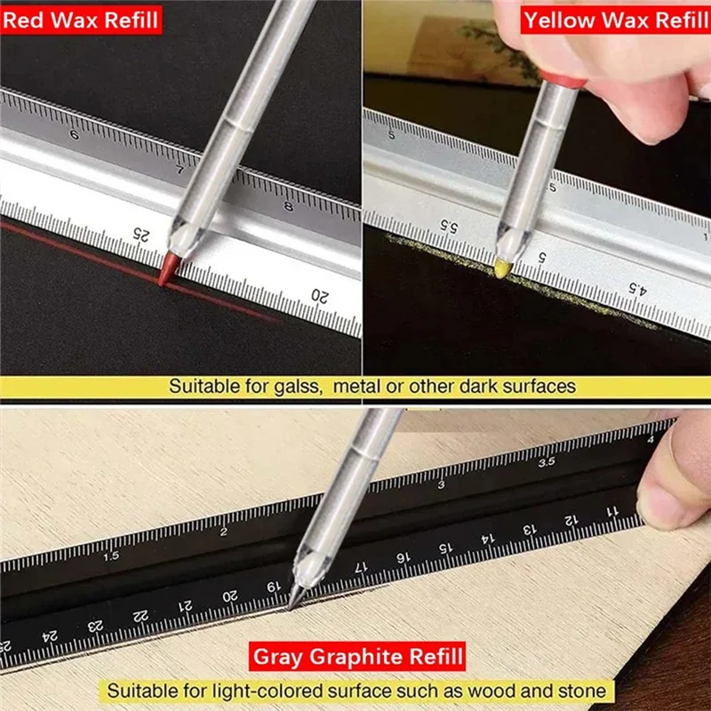 SEWS-4 Carpenter Pencils, 34 Pen Cores, Deep Hole Marking Structure, With Sharpener, Mechanical Carpenter Pencil, Architect