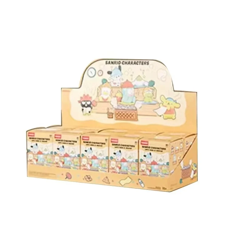 Sanrio characters enjoying a sauna: Pachi Dog Cinnamon Dog Ugly Fish, Pudding Dog, Cool Penguin, Big Eye Frog blind box figurine