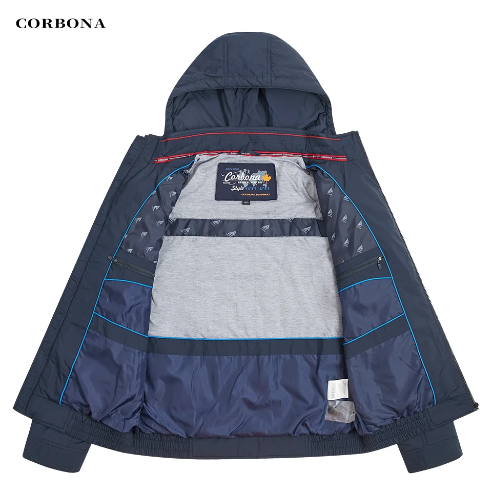 CORBONA Autumn Men Jacket Cool Winter Outdoor Fashion Light Coat Blue Daily Work Clothes Mountain Fishing Camping Upscale Gift