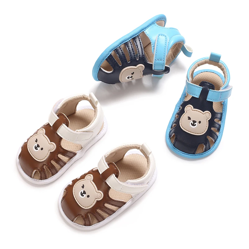 Casual Solid Color Breathable Cute Bear Sandals For Baby Boy Lightweight Comfortable Anti Slip Sandals For Indoor Outdoor Spring