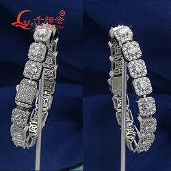 Bracelet 10mm 12mm Octagonal Square Hip Hop Silver 925 Cuban Link D VVS Moissanite ice cut Link Chain Jewelry Women Men Gift