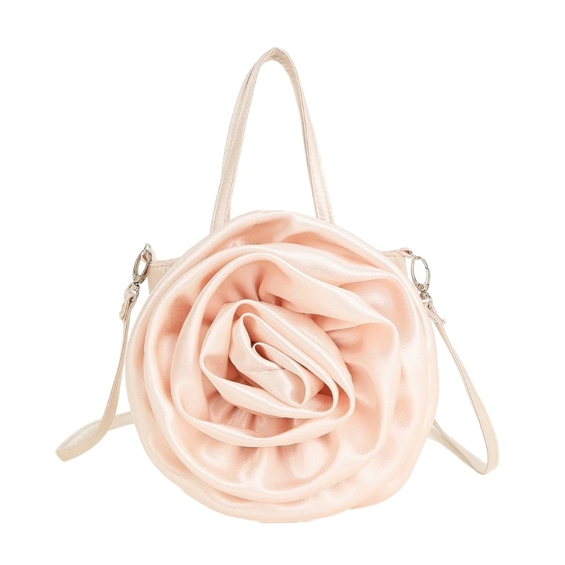 3D Rose Clutch Banquet Prom Party Evening Bag Handbag Shoulder Bag with Detachable Strap Crossbody Bag for Women