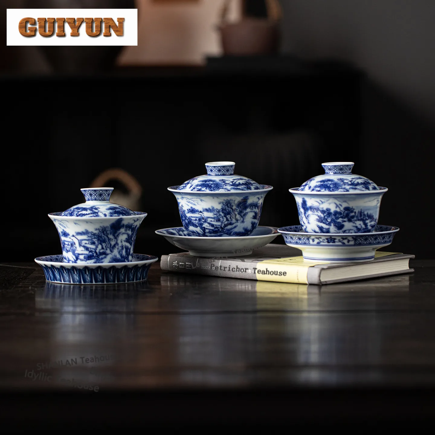 Blue And White Snow Blessing Auspicious Year Gaiwan Boutique Tea Tureen Tea Bowl With Lid Kit Tea Maker Cover Bowl Cha Ornaments