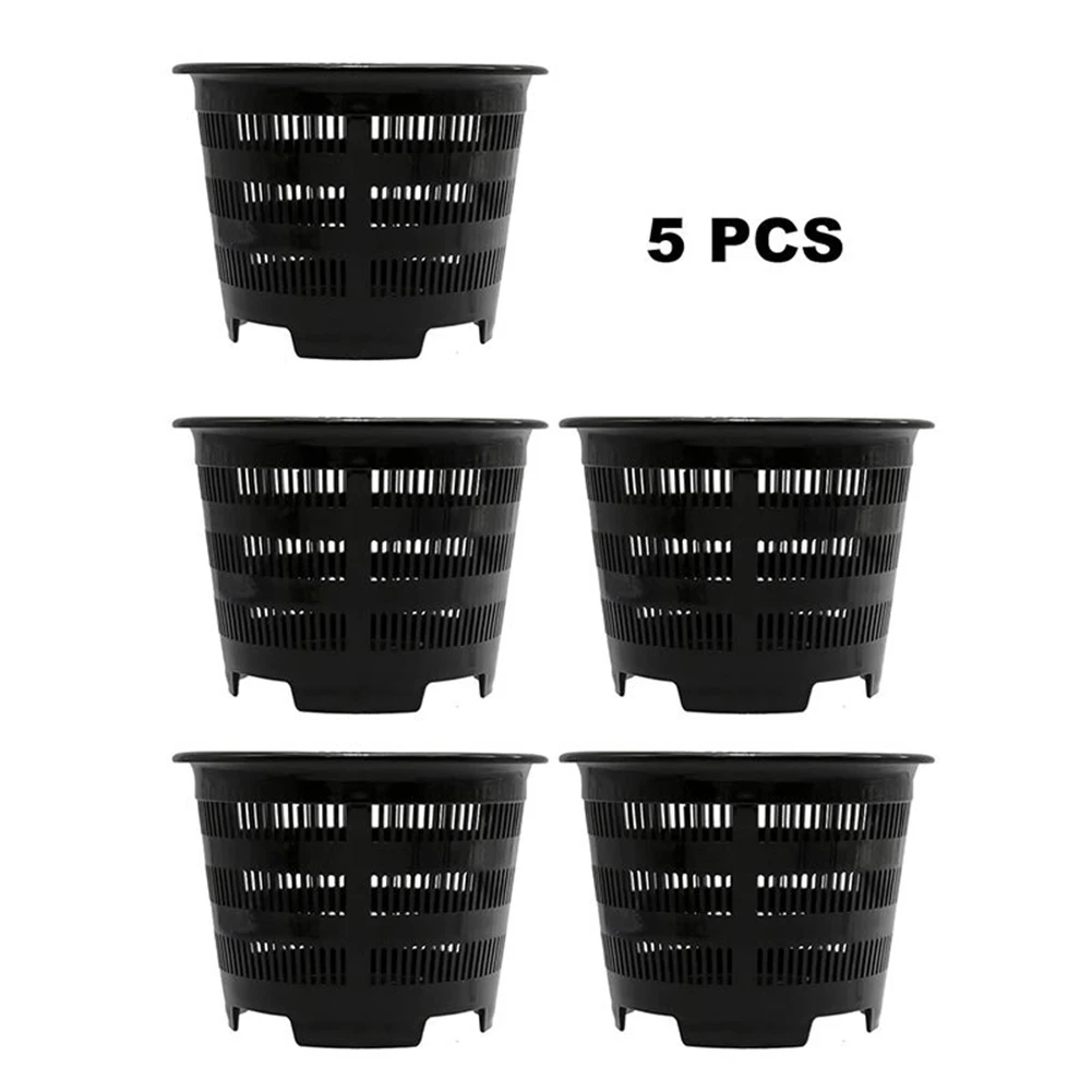 Plastic Hanging Orchid Pots Set of 5 with Air Permeable Mesh Net Design Includes Hanging Hooks for Easy Installation