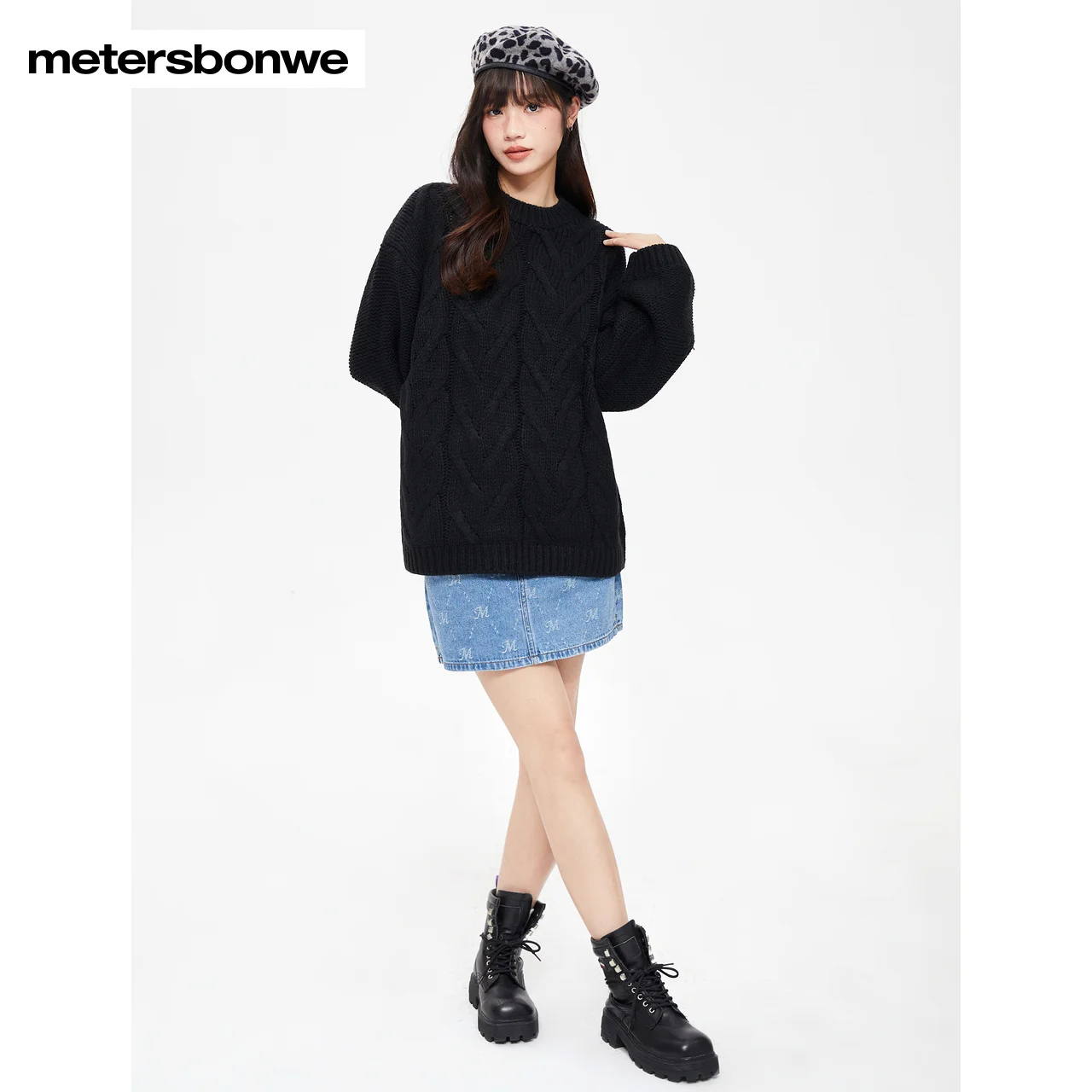 Metersbonwe O-Neck Sweater Women  Autumn Winter New Fashion Green Pullover Ladies Jumper Brand Tops