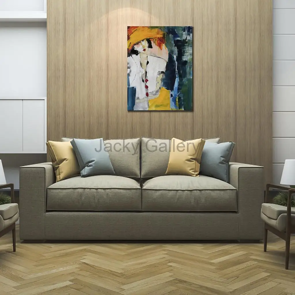 Hand Painted Abstract Human Silhouette Oil Painting Modern Figurative Wall Art Contemporary Canvas for Entryway Study Room Decor