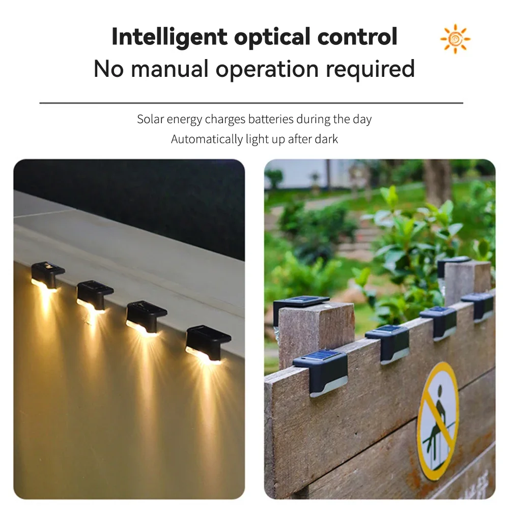 Luzes solares LED para exterior, Sun Power, Lâmpada de parede impermeável, Decoração do jardim, Cerca de escada, Varanda, Pequena luz noturna