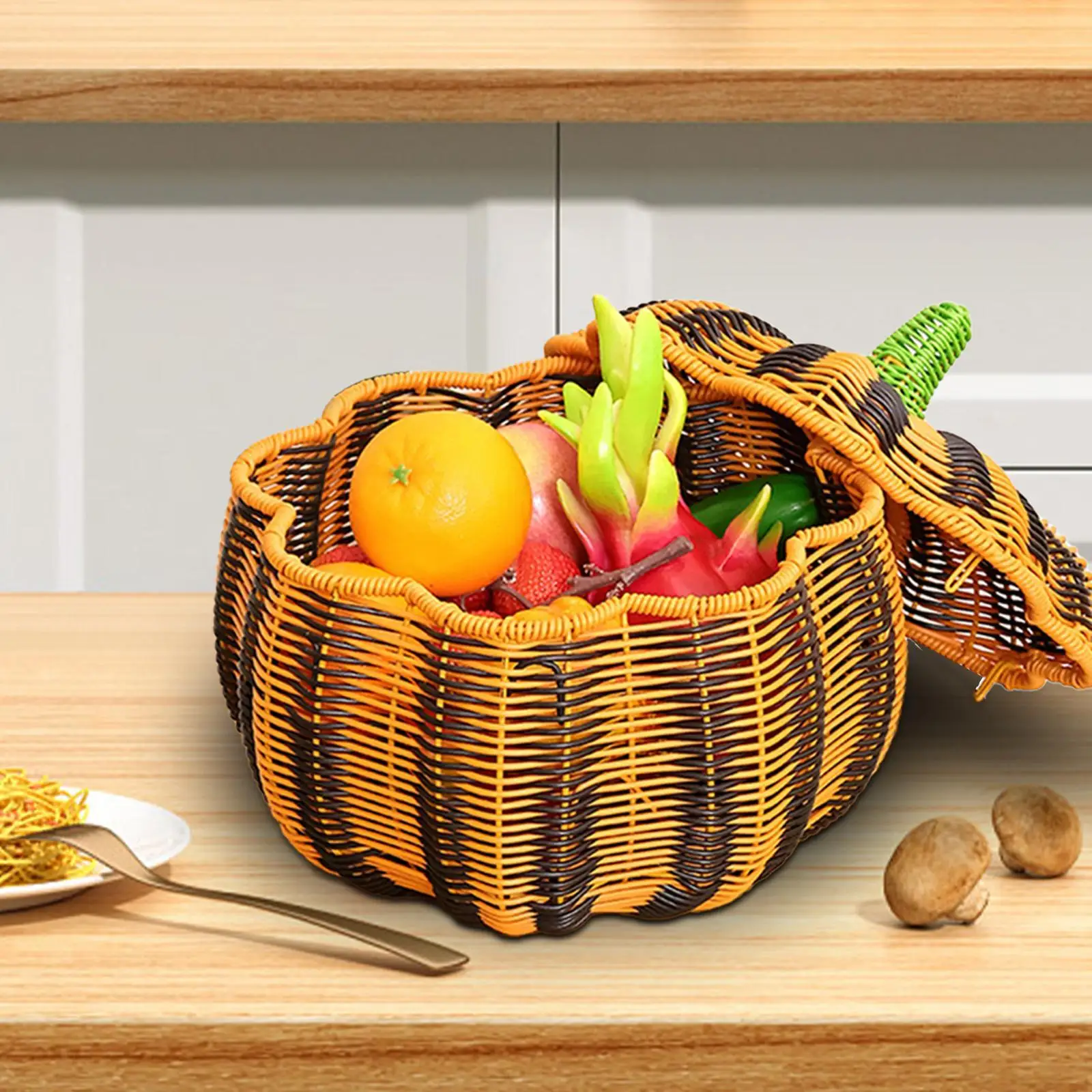 

Pumpkin Storage Basket Large Capacity Personality Versatile Tabletop Snack Organizing for Fruit Shelves Bedroom Pantry Farmhouse