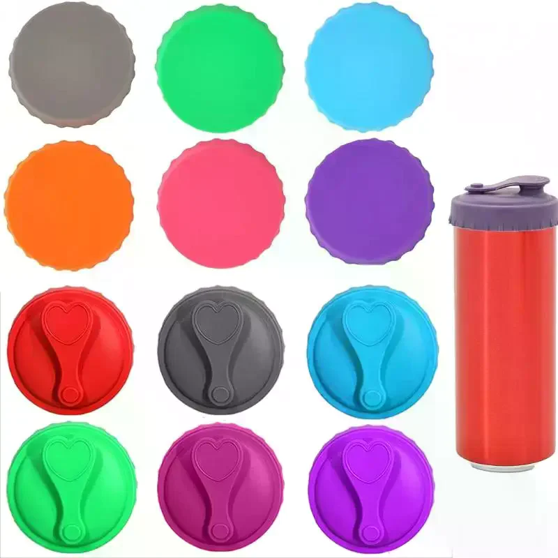 6pcs/set Silicone Soda Can Lid Reusable Can Stopper For Soda Beer Drinks Juice Standard Cans Protecto Coke Can