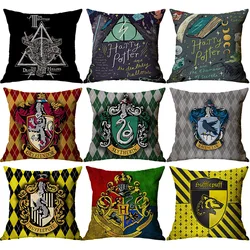 Harry Potter Padrão Capa de Almofada, Decorações Do Sofá, Magic Academy, Cobra Leão, Águia, Texugo, Fronha, 45x45cm