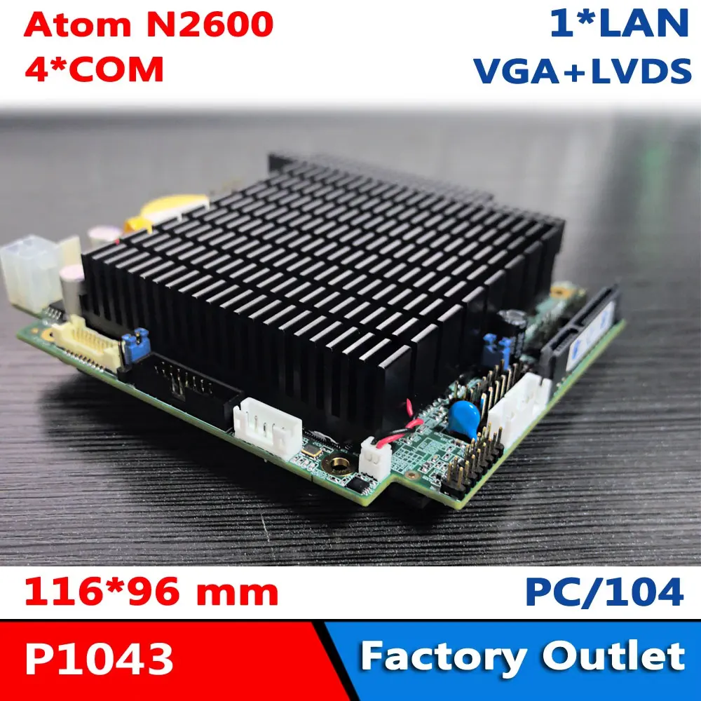 Встроенная безвентиляторная материнская плата 2G ddr3 Intel Atom N2600 DC12V PC/104 с 4*COM GPIO LVDS LAN