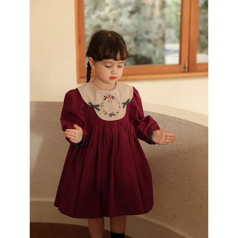 Lolita Style Baby Girl Dress Vintage Spring Autumn Long Sleeve Kids Girls Princess Dress Birthday Party Christmas Dress