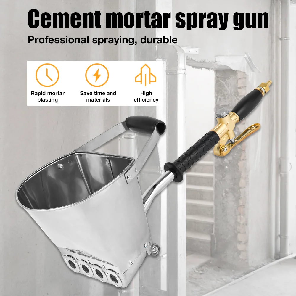 4 Hole Fast Transport Professional Wall Cement Spray Gun, Home Cement Mortar Sprayer, Air Plaster Sprayer With Oversized Hopper