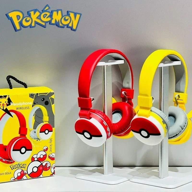 NEW Anime Pokemon Pikachu Bluetooth Headphone Wireless Headsets Cartoon Stereo Headset Earphone With Mic Hottie Fashion Gifts