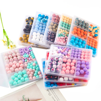 Kovict 100Pcs/Box Silicone Beads Round Printed Loose Lentils Beads Bracelet Making DIY KeyChain Necklace Handmade Accessories
