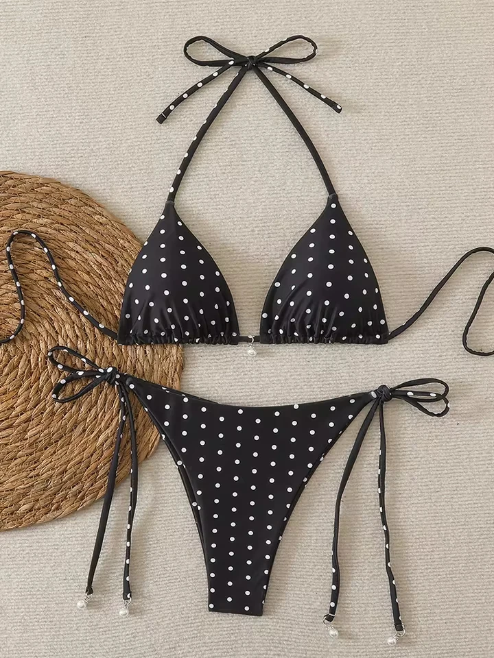 Vzvn 2026 Women Swimsuit Sexy Pearl Bikinis Sets Dot Print Female Swimwear for Woman Bathing Suits Beachwear Trend Bikinis