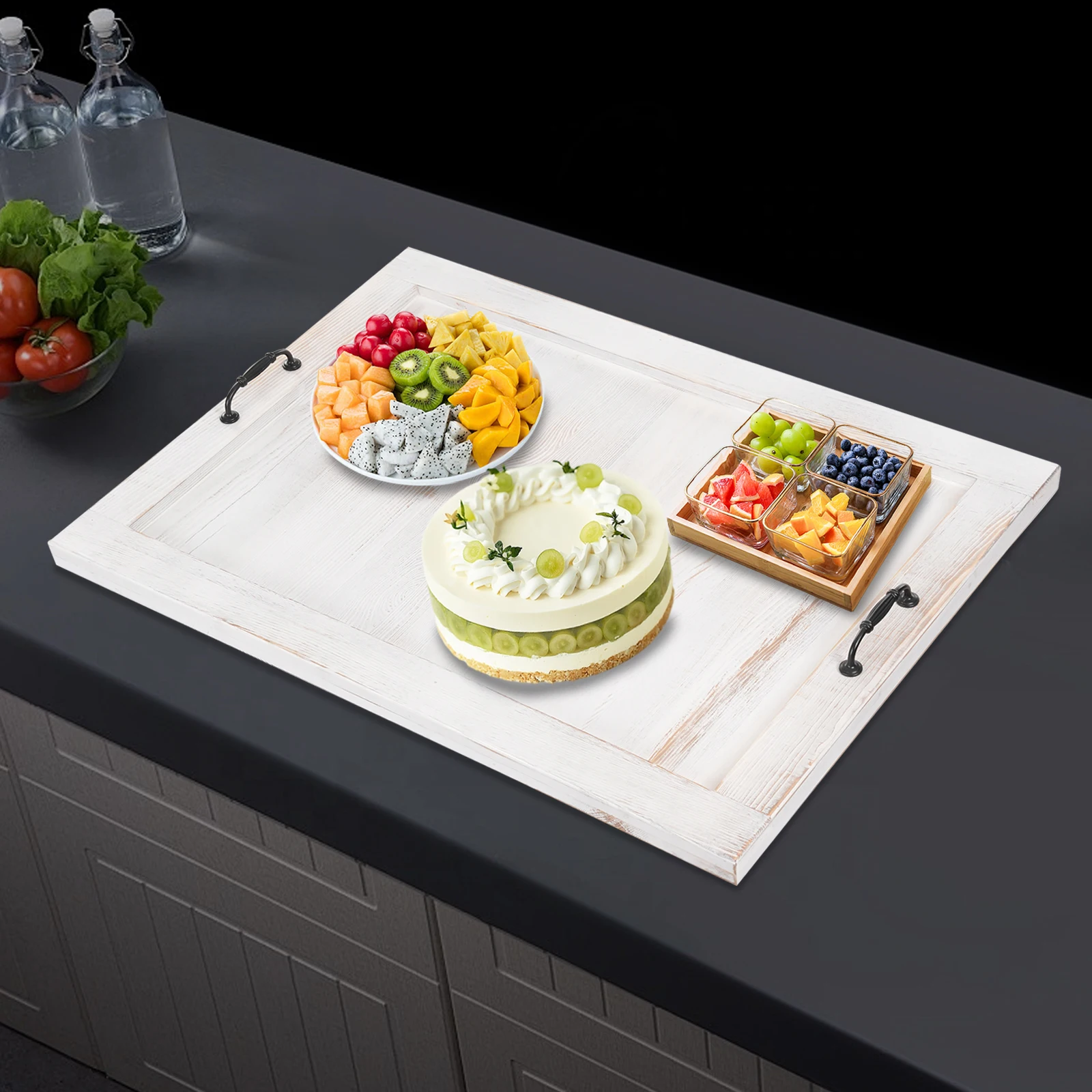 

Noodle Board Stovetop Cover - Kitchen Serving Tray W/ Handles (44lbs Load Capacity) - Countertop Protector & Party Serving Board