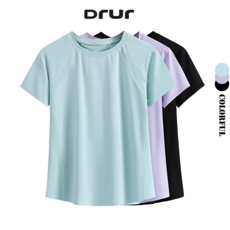 DRUR Damen, schnell trocknendes Yoga-Top, Sommer, leichte Workout-Shirts, Sport-T-Shirt für Fitnessstudio, Wandern, atmungsaktives Lauf-T-Shirt, Activewear