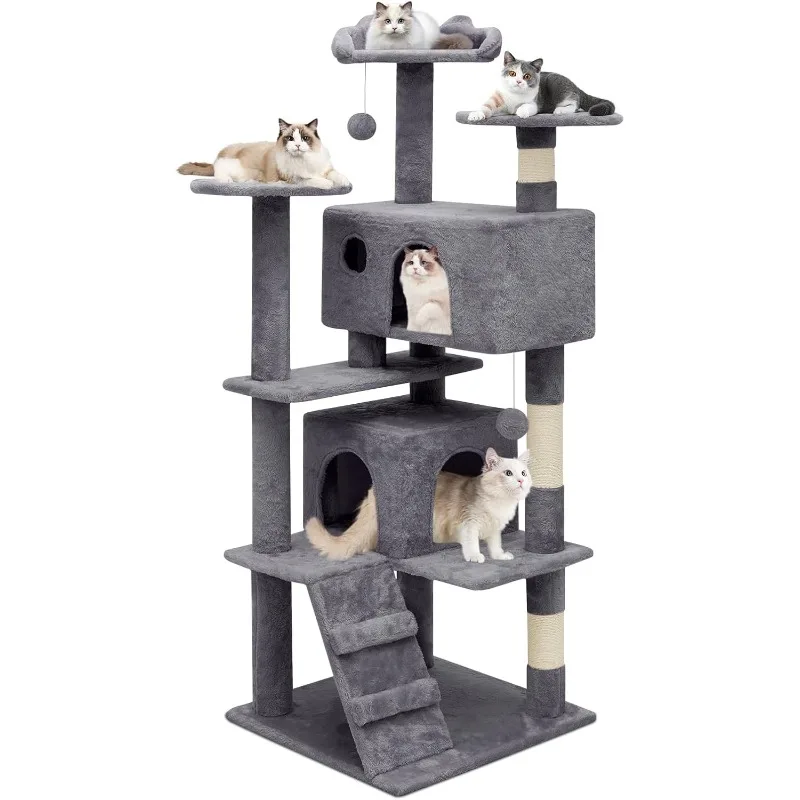 Tree, 54 InchTree Tower with 2 Condo, Tower with Scratching Post,  Climbing Tower,  Tree for Indoor