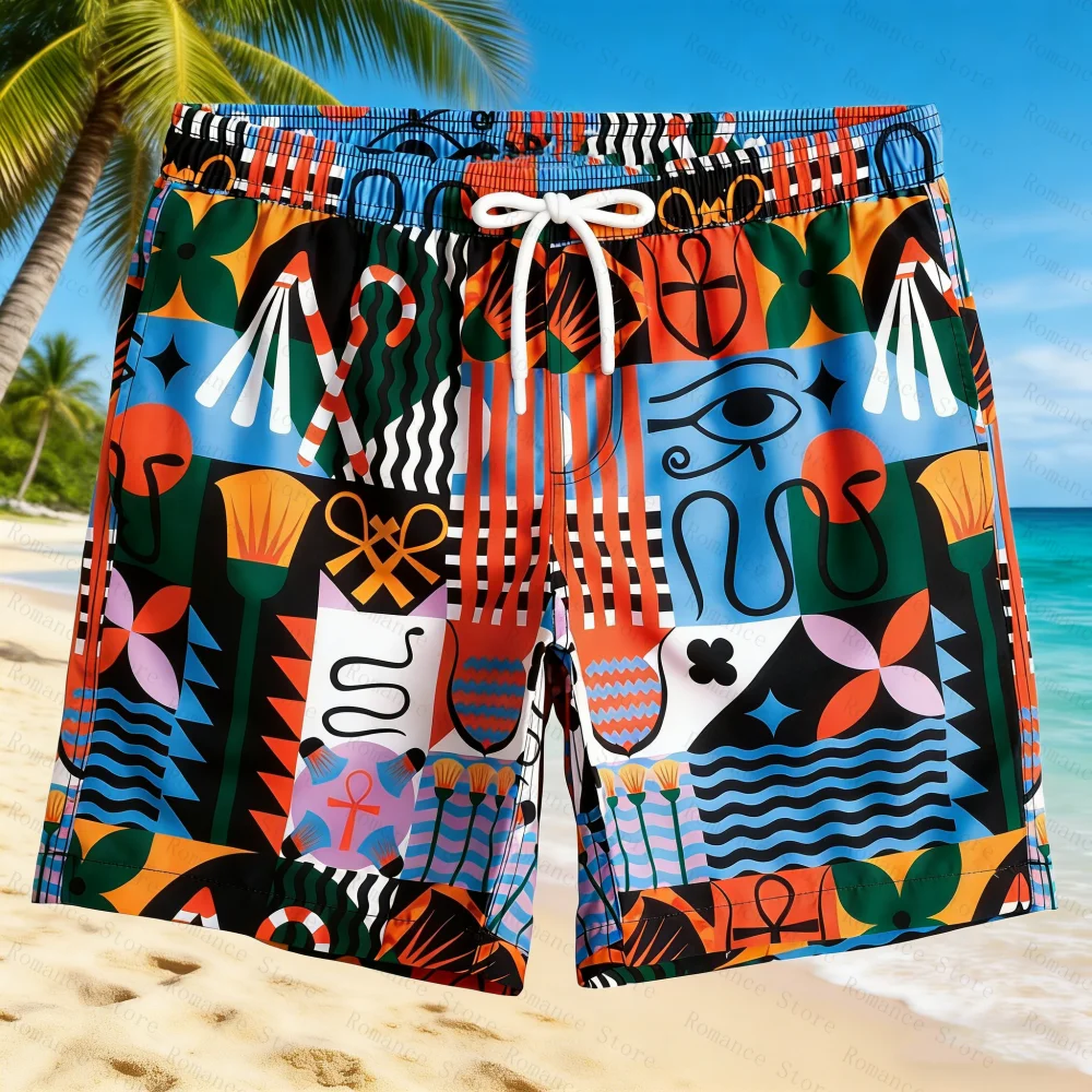 Abstract Art Graphic Swim Trunks For Men Animals Plants 3D Print Beach Shorts Summer Casual Street Surf Short Women's Pants