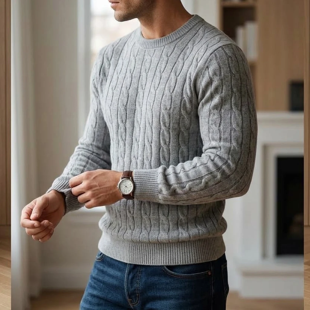 Neue Herbst-Pullover mit Zopfmuster, weiche Rundhals-Langarm-Strickpullover, warme Thermo-Pullover, Oberteile, Winterbekleidung, Mäntel – Detail 12