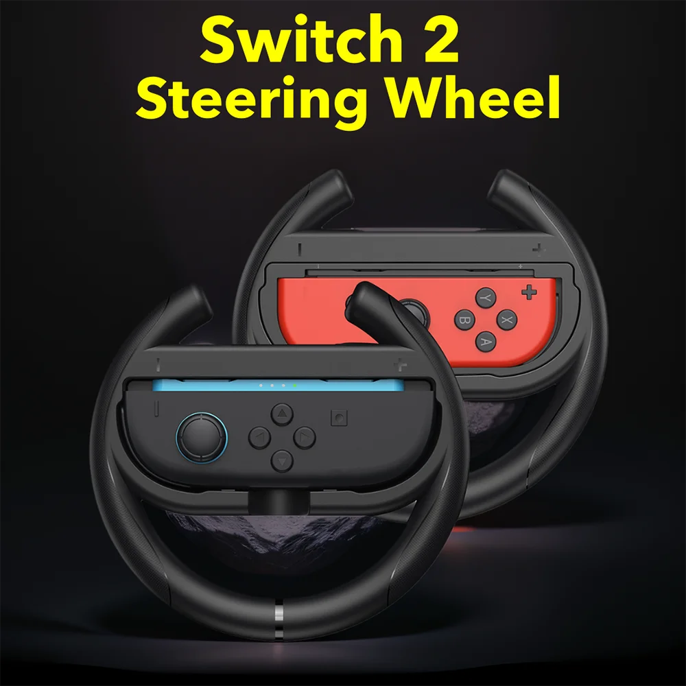 عجلات توجيه EasySMX مكونة من قطعتين لجهاز Nintendo Switch2 & Switch1، عجلات سباق لـ Mario Kart World، ملحقات ألعاب السباق NS 2