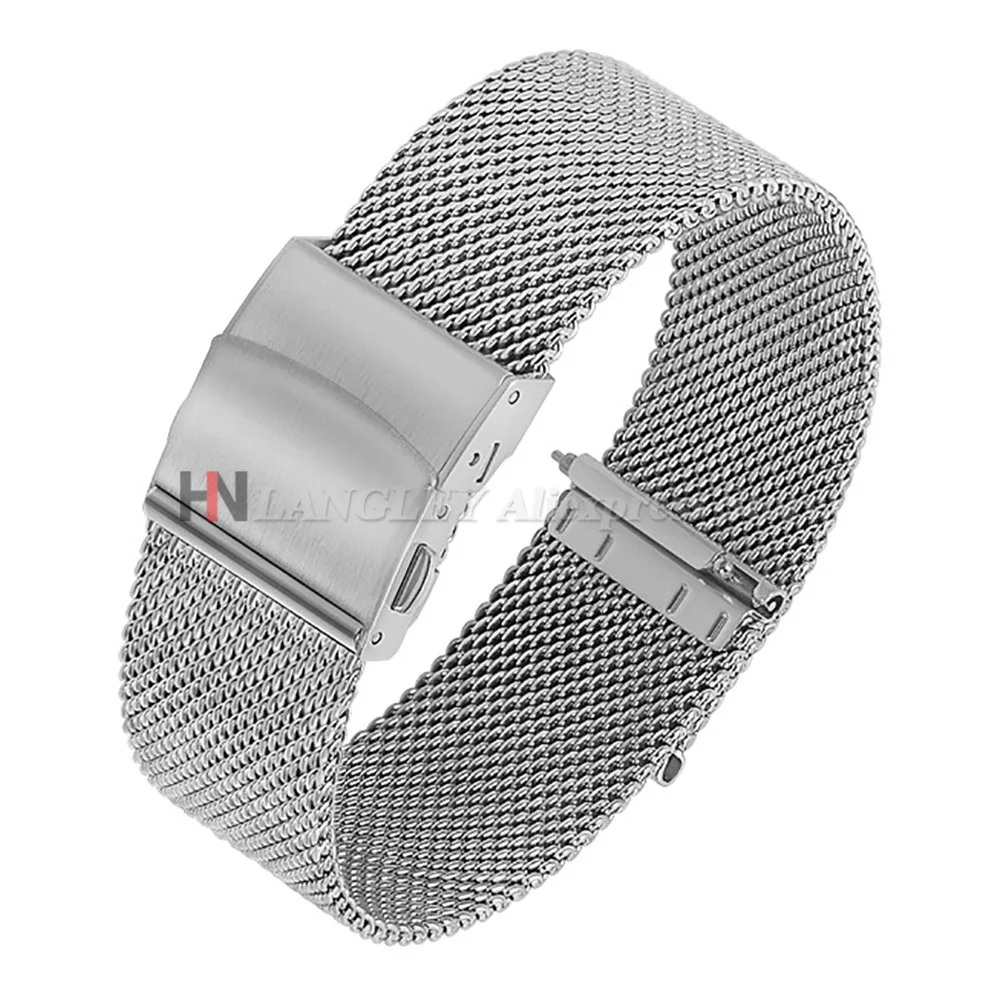 스테인리스 스틸 메쉬 시계줄 퀵 릴리즈 밀라니즈 루프 메쉬 시계 스트랩 12mm 14mm 16mm 18mm 20mm 22mm 24mm 남녀 공용