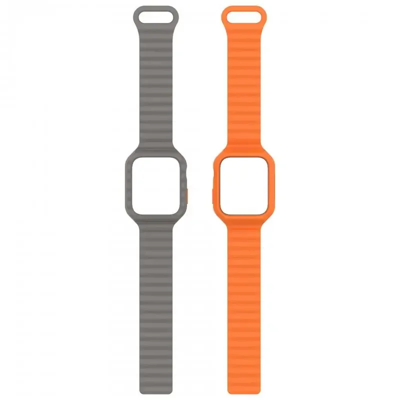 Case+Strap for Apple Watch 45mm 44mm 49mm 42mm 38mm 41mm 40mm Magnetic Silicone Wristband iWatch Series Ultra 2 8 7 6 5 SE Band