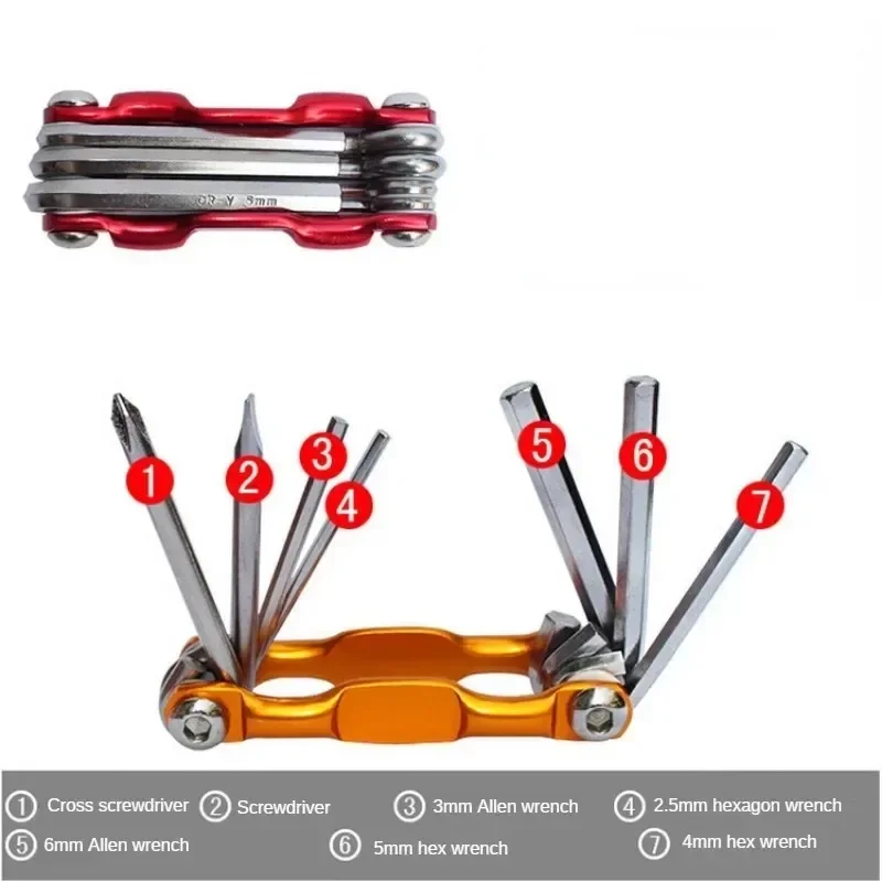 7-in-1 Portable Hexagonal Wrench for Outdoor Cycling Multi-Functional Maintenance Tool for Mountain Bike Quality Folding Bicycle