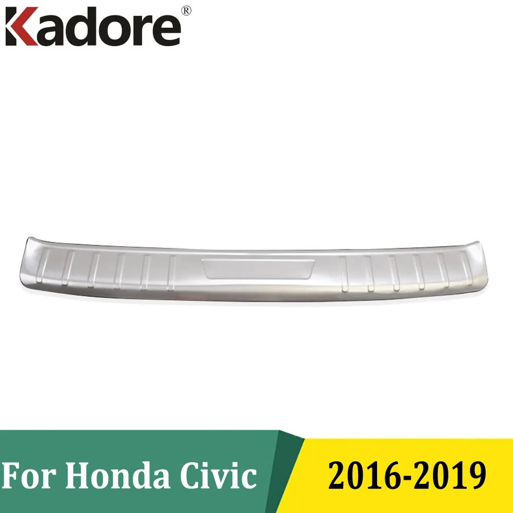 For Honda Civic 2016 2017 2018 2019 Sedan Outer Rear Bumper Pad Protector Trim Tail Trunk Scuff Plate Cover Stainless Steel