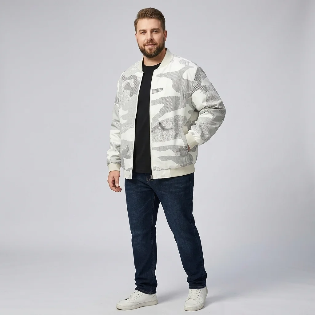 Plus Size L-8xl Camouflage Bomber Jacket Unisex Vintage Baseball Coat Loose Oversized 6xl Streetwear Trendy Camo Outerwear Men