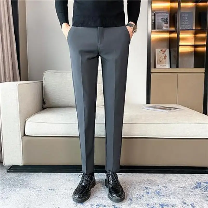 2024 Summer Trend Fashion Minimalist Solid Color Slim Fit High Waisted Straight Leg Business Casual Versatile Harlan Suit Pants