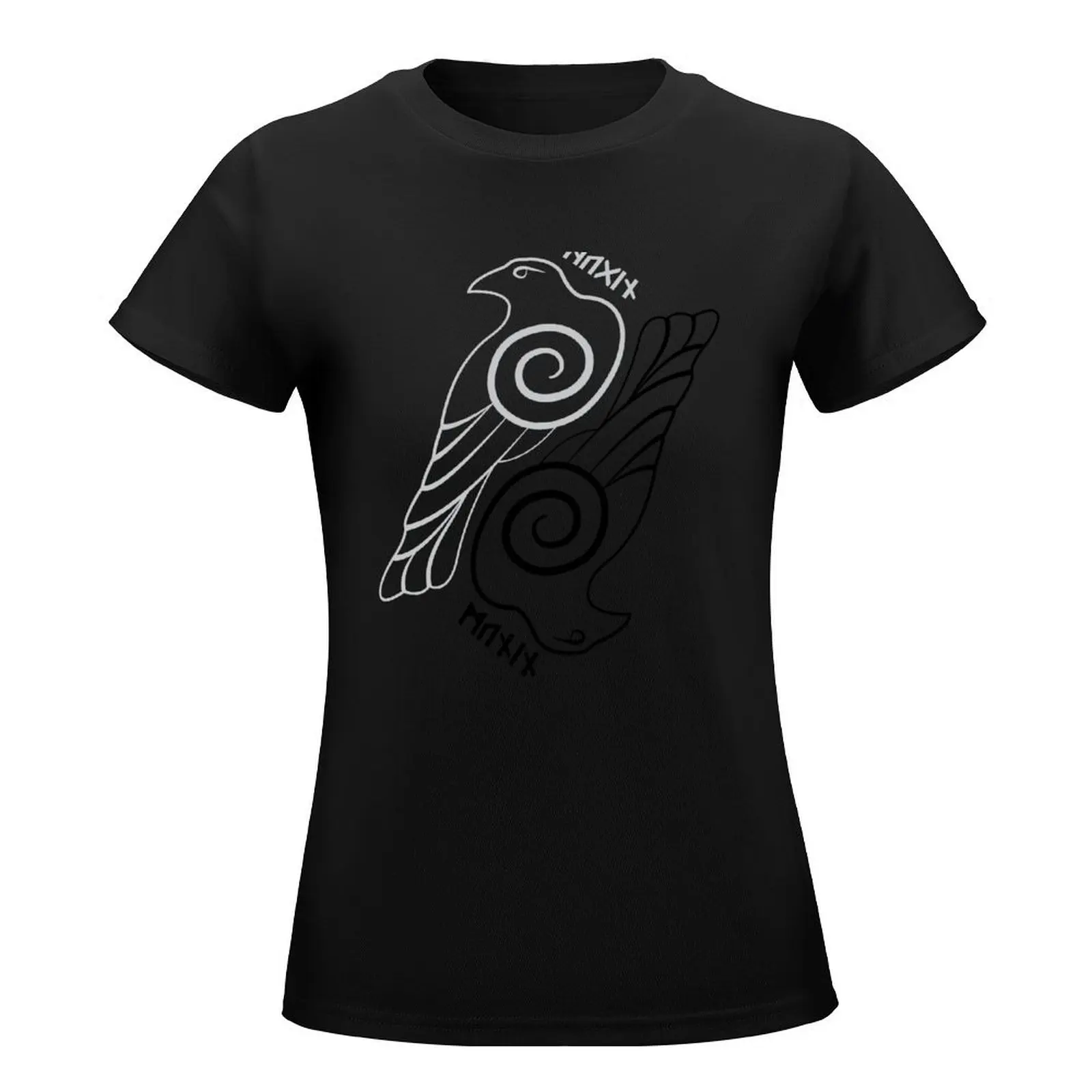 Hugin & Munin T-Shirt korean fashion Short sleeve tee anime clothes summer tops Women's clothing