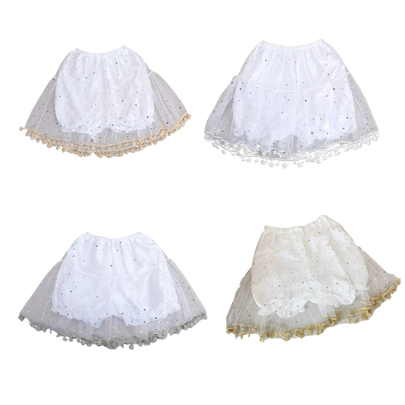 Petticoat with Bloomers Inside A-line Short Half Slips with Star Tassel Trim