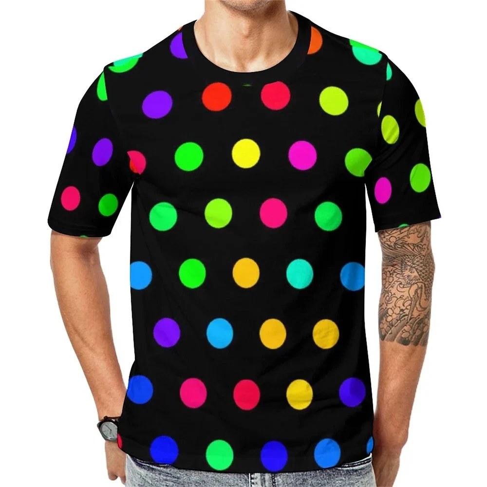 Atmungsaktive Strand-Neuheiten-T-Shirts mit Design, Übergrößen-Oberteile, weißes und rot gepunktetes T-Shirt, Vintage-Punkte-Print für Paare, Y2K-Gym-T-Shirts – Detail 8